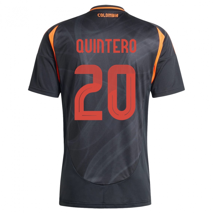 Gyermek Kolumbia Juan Fernando Quintero #20 Fekete Idegenbeli Jersey 24-26 Mez Póló Ing