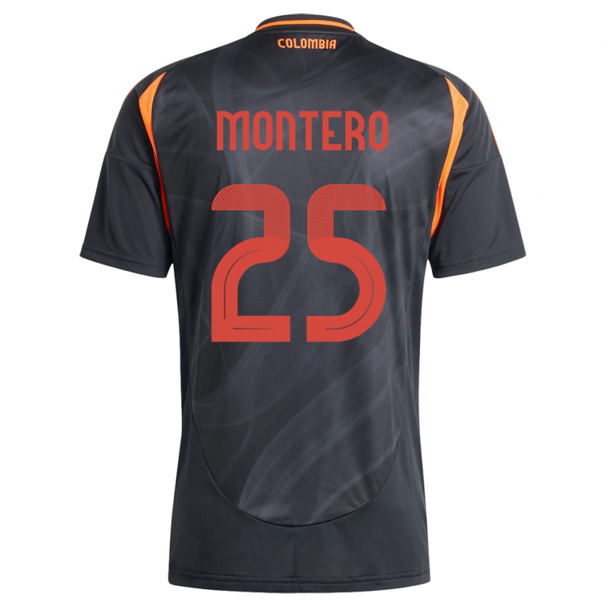 Gyermek Kolumbia Álvaro Montero #25 Fekete Idegenbeli Jersey 24-26 Mez Póló Ing