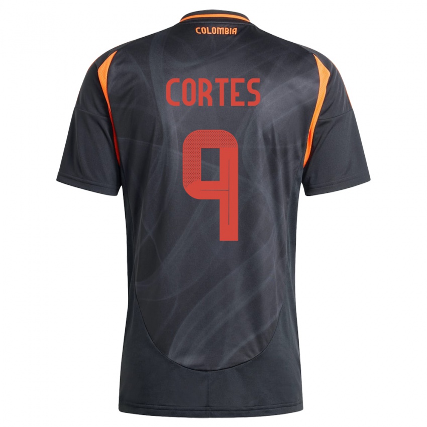 Gyermek Kolumbia Carlos Cortés #9 Fekete Idegenbeli Jersey 24-26 Mez Póló Ing