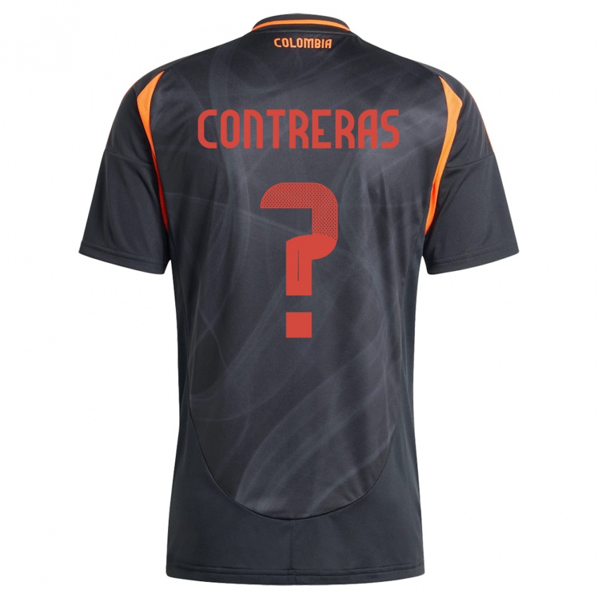 Gyermek Kolumbia David Contreras #0 Fekete Idegenbeli Jersey 24-26 Mez Póló Ing