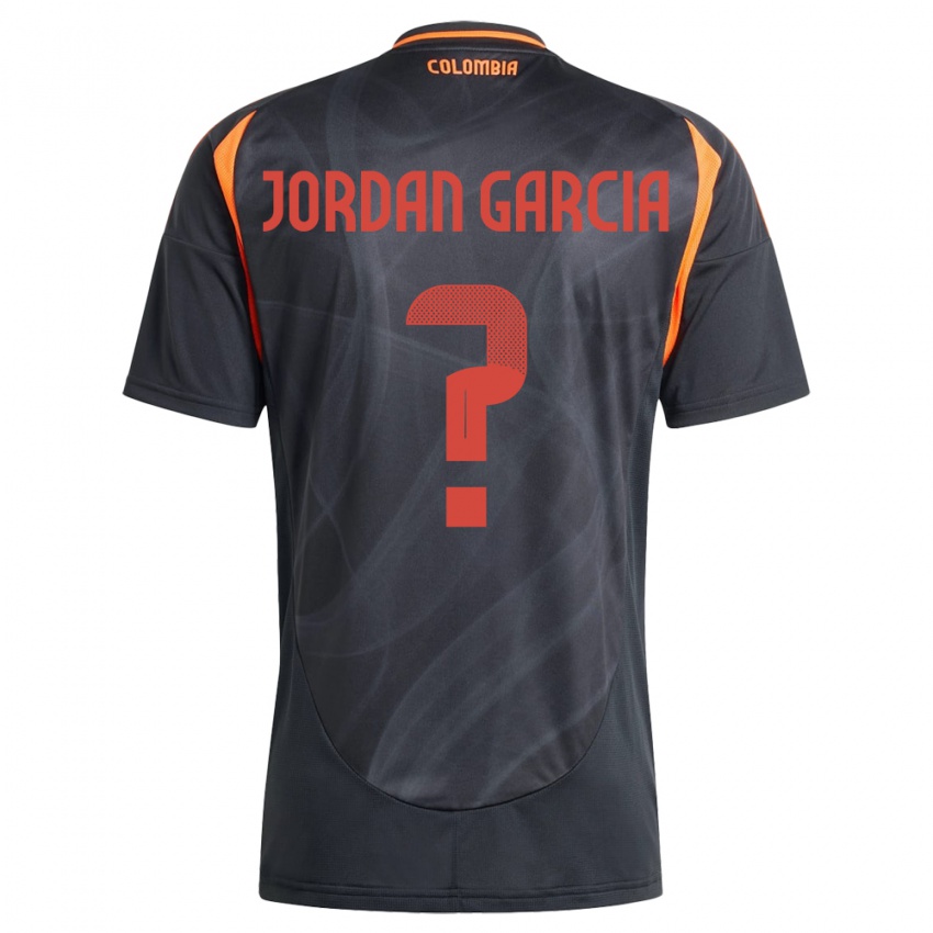 Gyermek Kolumbia Jordan García #0 Fekete Idegenbeli Jersey 24-26 Mez Póló Ing