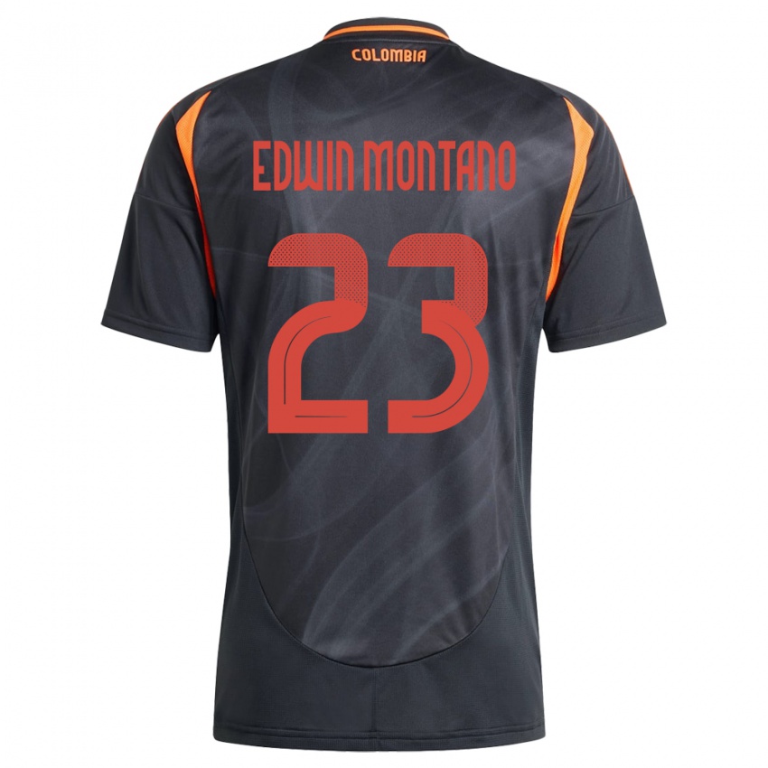 Gyermek Kolumbia John Edwin Montaño #23 Fekete Idegenbeli Jersey 24-26 Mez Póló Ing