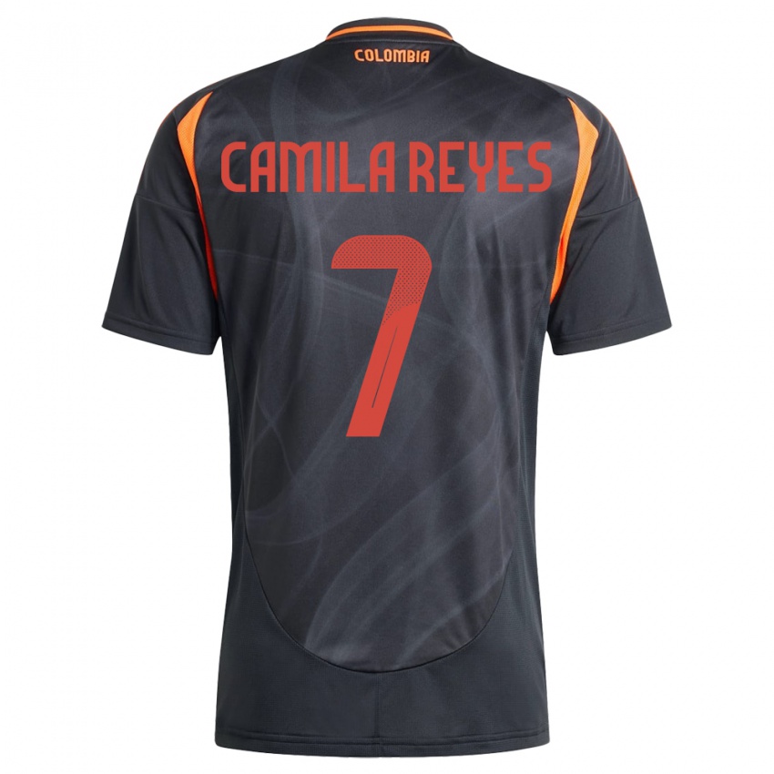 Gyermek Kolumbia María Camila Reyes #7 Fekete Idegenbeli Jersey 24-26 Mez Póló Ing