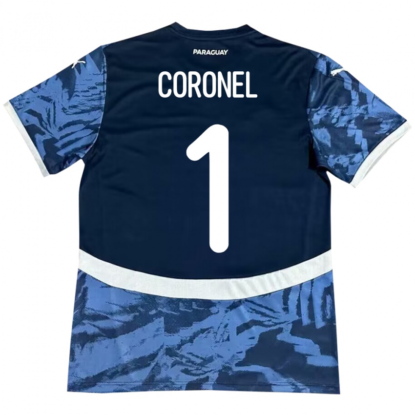 Gyermek Paraguay Carlos Coronel #1 Kék Idegenbeli Jersey 24-26 Mez Póló Ing