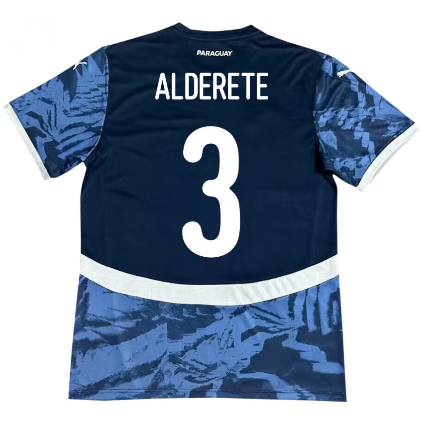 Gyermek Paraguay Omar Alderete #3 Kék Idegenbeli Jersey 24-26 Mez Póló Ing