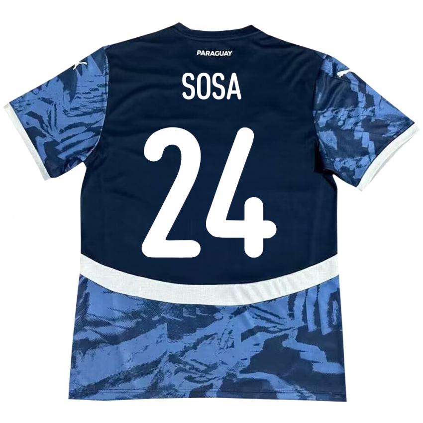 Gyermek Paraguay Ramón Sosa #24 Kék Idegenbeli Jersey 24-26 Mez Póló Ing