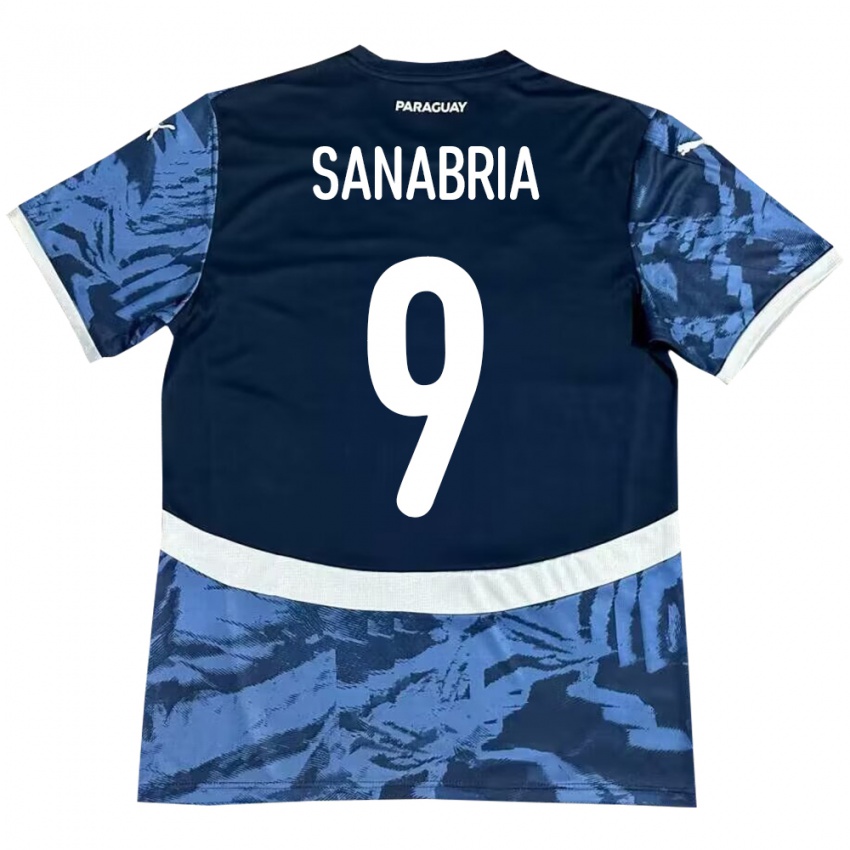 Gyermek Paraguay Antonio Sanabria #9 Kék Idegenbeli Jersey 24-26 Mez Póló Ing