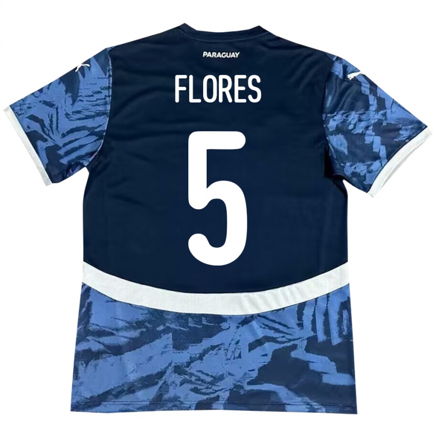 Gyermek Paraguay Gilberto Flores #5 Kék Idegenbeli Jersey 24-26 Mez Póló Ing