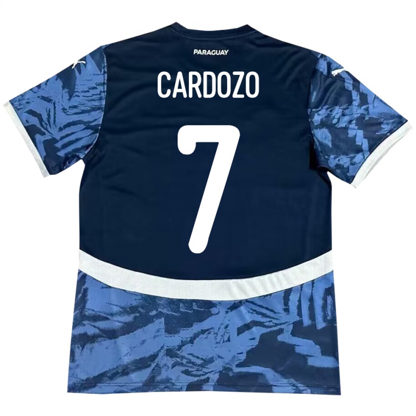 Gyermek Paraguay Fernando Cardozo #7 Kék Idegenbeli Jersey 24-26 Mez Póló Ing