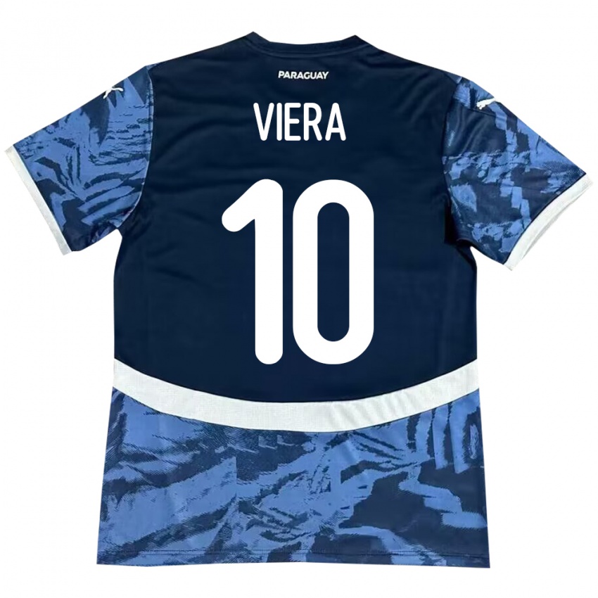 Gyermek Paraguay Wílder Viera #10 Kék Idegenbeli Jersey 24-26 Mez Póló Ing