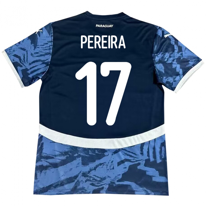 Gyermek Paraguay Kevin Pereira #17 Kék Idegenbeli Jersey 24-26 Mez Póló Ing