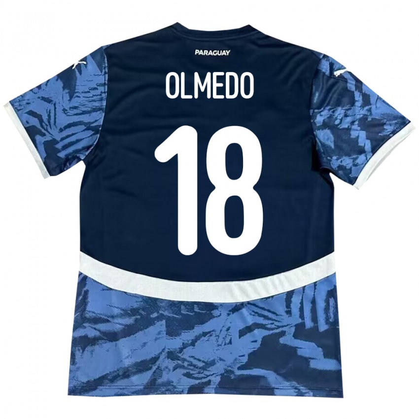 Gyermek Paraguay Cesar Olmedo #18 Kék Idegenbeli Jersey 24-26 Mez Póló Ing