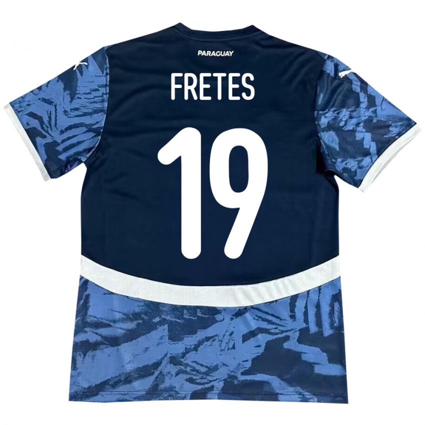 Gyermek Paraguay Alexis Fretes #19 Kék Idegenbeli Jersey 24-26 Mez Póló Ing