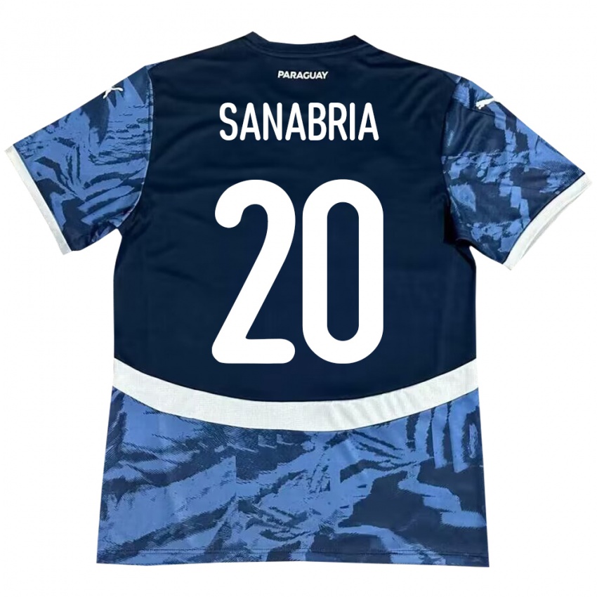 Gyermek Paraguay Tobías Sanabria #20 Kék Idegenbeli Jersey 24-26 Mez Póló Ing