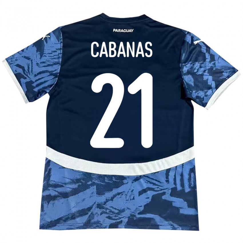 Gyermek Paraguay Víctor Cabañas #21 Kék Idegenbeli Jersey 24-26 Mez Póló Ing