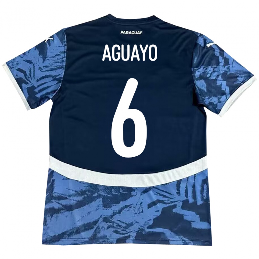 Gyermek Paraguay Ángel Aguayo #6 Kék Idegenbeli Jersey 24-26 Mez Póló Ing