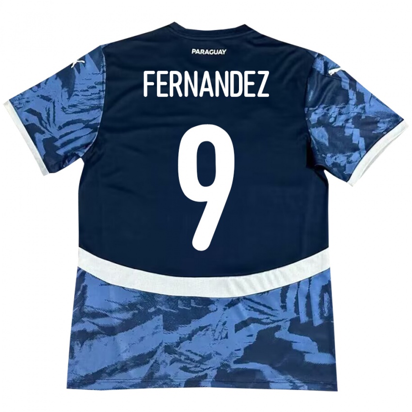 Gyermek Paraguay David Fernández #9 Kék Idegenbeli Jersey 24-26 Mez Póló Ing