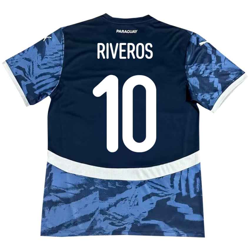 Gyermek Paraguay Paulo Riveros #10 Kék Idegenbeli Jersey 24-26 Mez Póló Ing