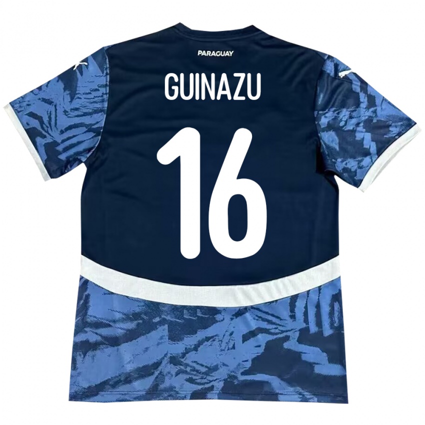 Gyermek Paraguay Lucas Guiñazú #16 Kék Idegenbeli Jersey 24-26 Mez Póló Ing