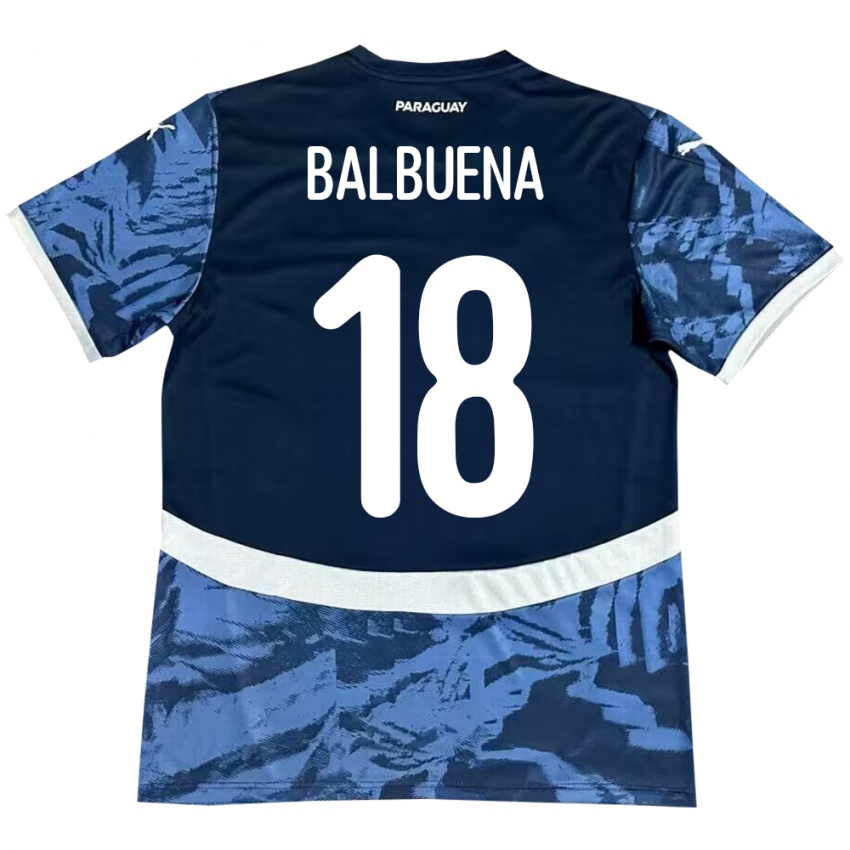 Gyermek Paraguay Axel Balbuena #18 Kék Idegenbeli Jersey 24-26 Mez Póló Ing