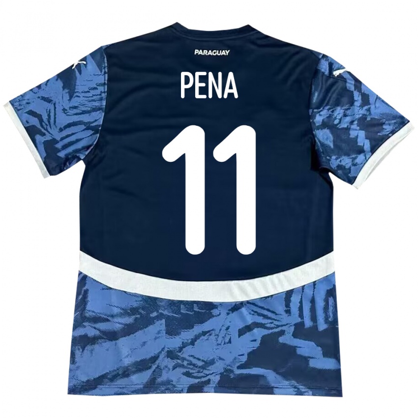 Gyermek Paraguay Liz Peña #11 Kék Idegenbeli Jersey 24-26 Mez Póló Ing