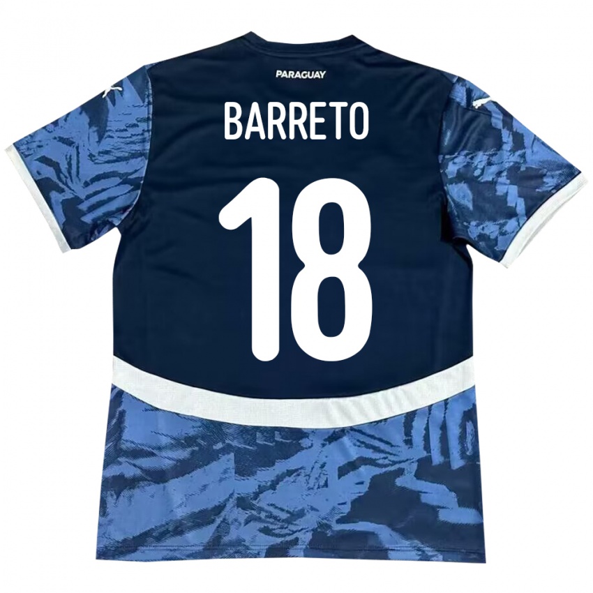 Gyermek Paraguay Liz Barreto #18 Kék Idegenbeli Jersey 24-26 Mez Póló Ing