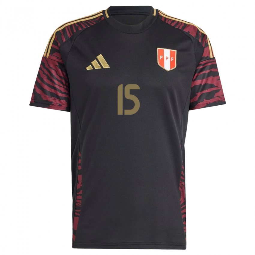 Gyermek Peru Julinho Astudillo #15 Fekete Idegenbeli Jersey 24-26 Mez Póló Ing