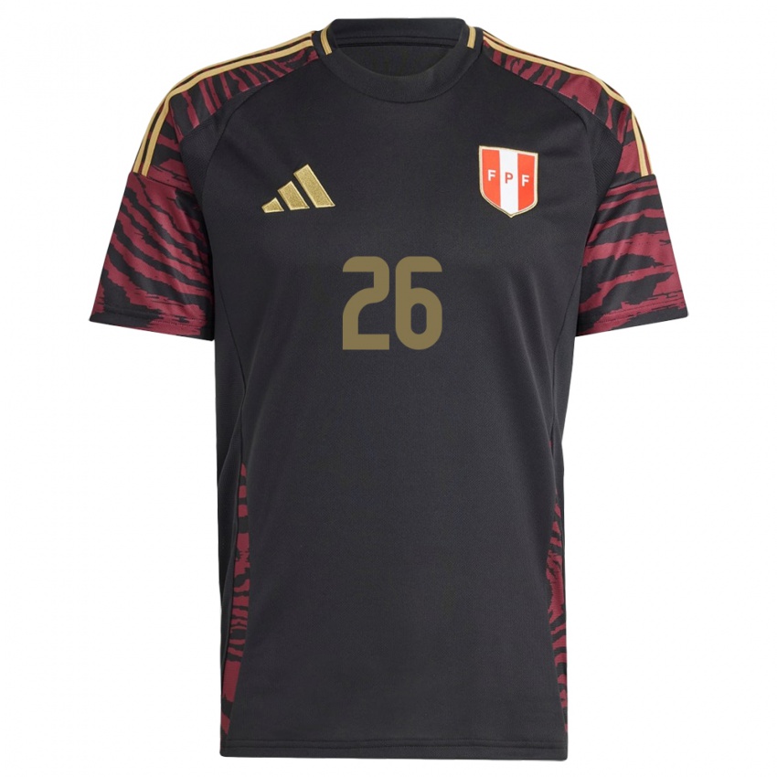 Gyermek Peru Franco Zanelatto #26 Fekete Idegenbeli Jersey 24-26 Mez Póló Ing