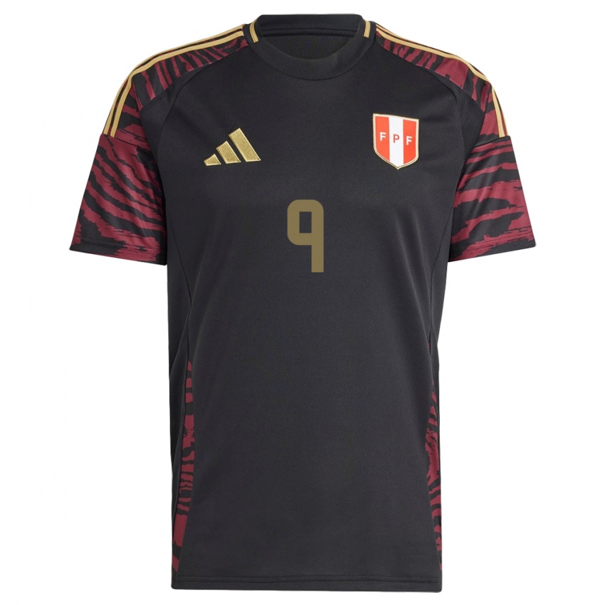 Gyermek Peru Paolo Guerrero #9 Fekete Idegenbeli Jersey 24-26 Mez Póló Ing