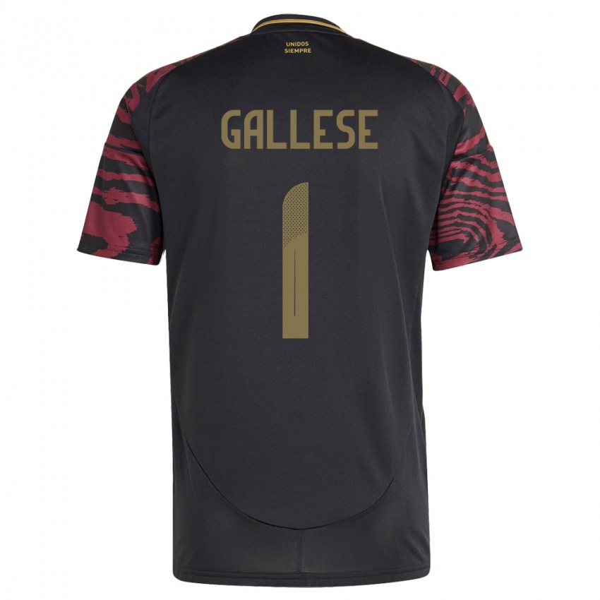 Gyermek Peru Pedro Gallese #1 Fekete Idegenbeli Jersey 24-26 Mez Póló Ing