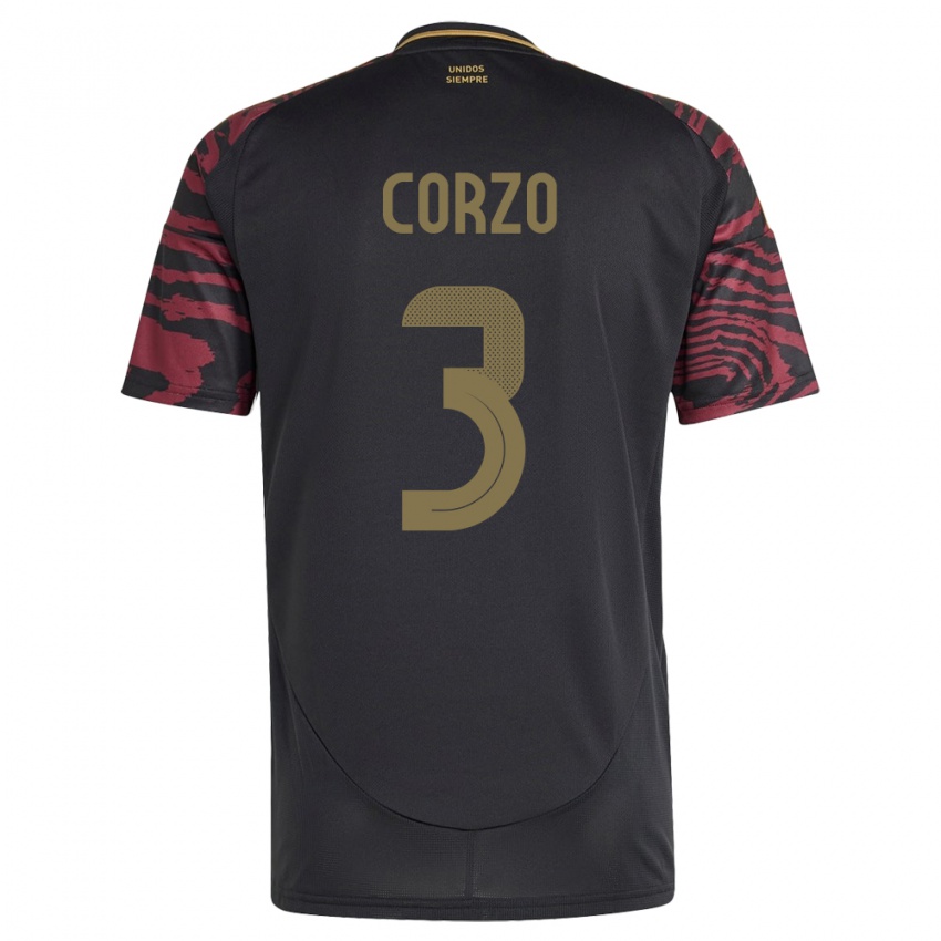 Gyermek Peru Aldo Corzo #3 Fekete Idegenbeli Jersey 24-26 Mez Póló Ing