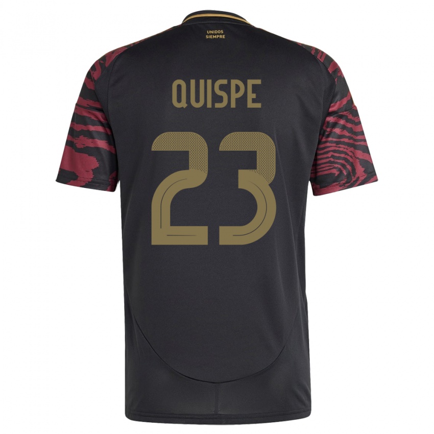 Gyermek Peru Piero Quispe #23 Fekete Idegenbeli Jersey 24-26 Mez Póló Ing