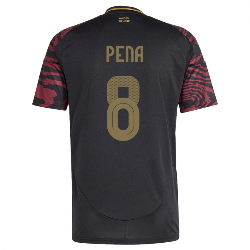 Gyermek Peru Sergio Peña #8 Fekete Idegenbeli Jersey 24-26 Mez Póló Ing