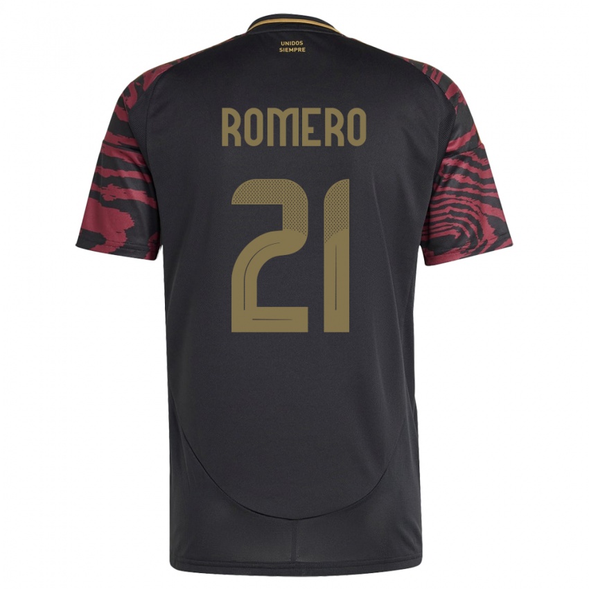 Gyermek Peru Diego Romero #21 Fekete Idegenbeli Jersey 24-26 Mez Póló Ing