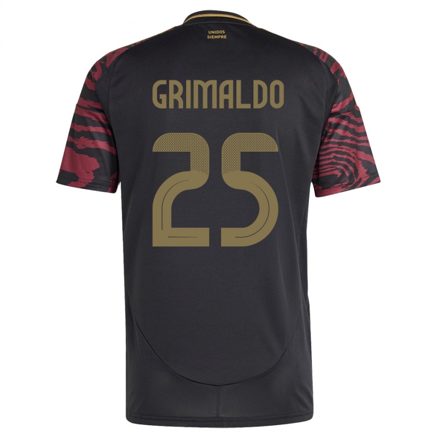 Gyermek Peru Joao Grimaldo #25 Fekete Idegenbeli Jersey 24-26 Mez Póló Ing