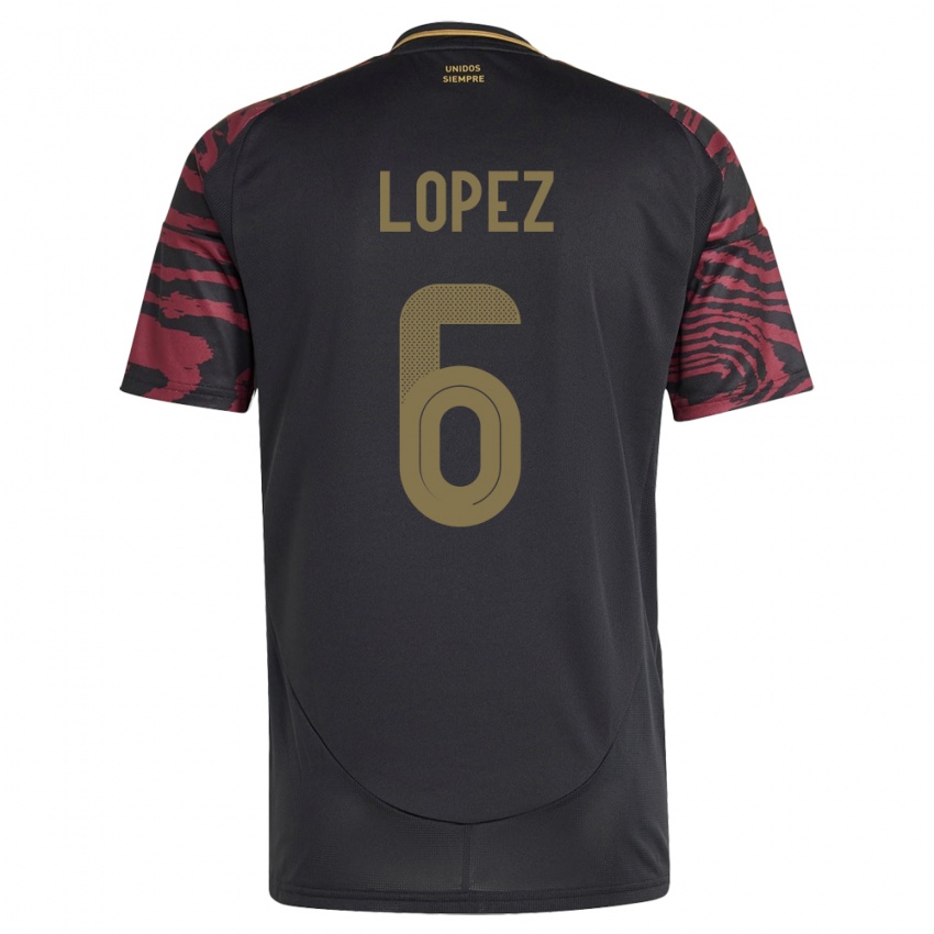 Gyermek Peru Marcos López #6 Fekete Idegenbeli Jersey 24-26 Mez Póló Ing