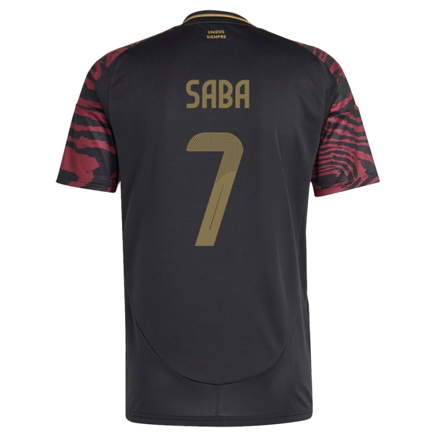 Gyermek Peru Emilio Saba #7 Fekete Idegenbeli Jersey 24-26 Mez Póló Ing