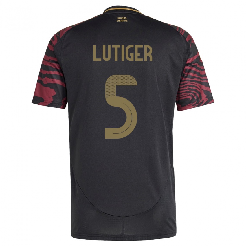 Gyermek Peru Rafael Lutiger #5 Fekete Idegenbeli Jersey 24-26 Mez Póló Ing