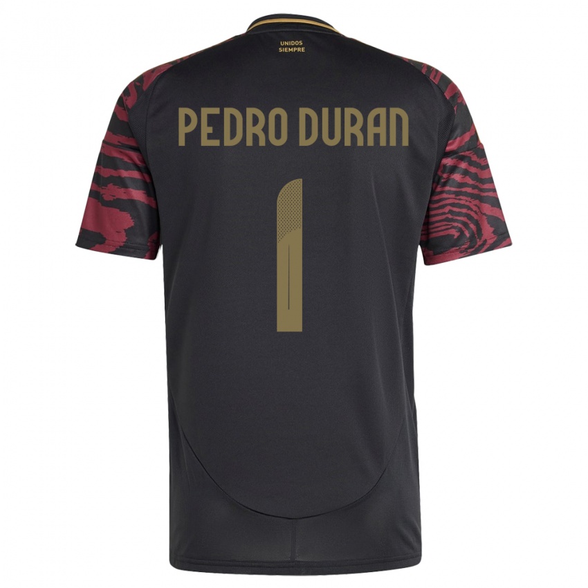 Gyermek Peru Juan Pedro Durán #1 Fekete Idegenbeli Jersey 24-26 Mez Póló Ing