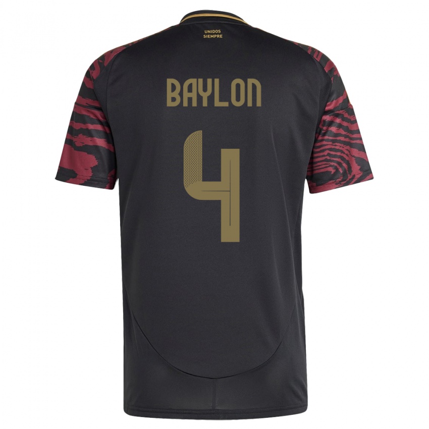 Gyermek Peru Luis Baylón #4 Fekete Idegenbeli Jersey 24-26 Mez Póló Ing