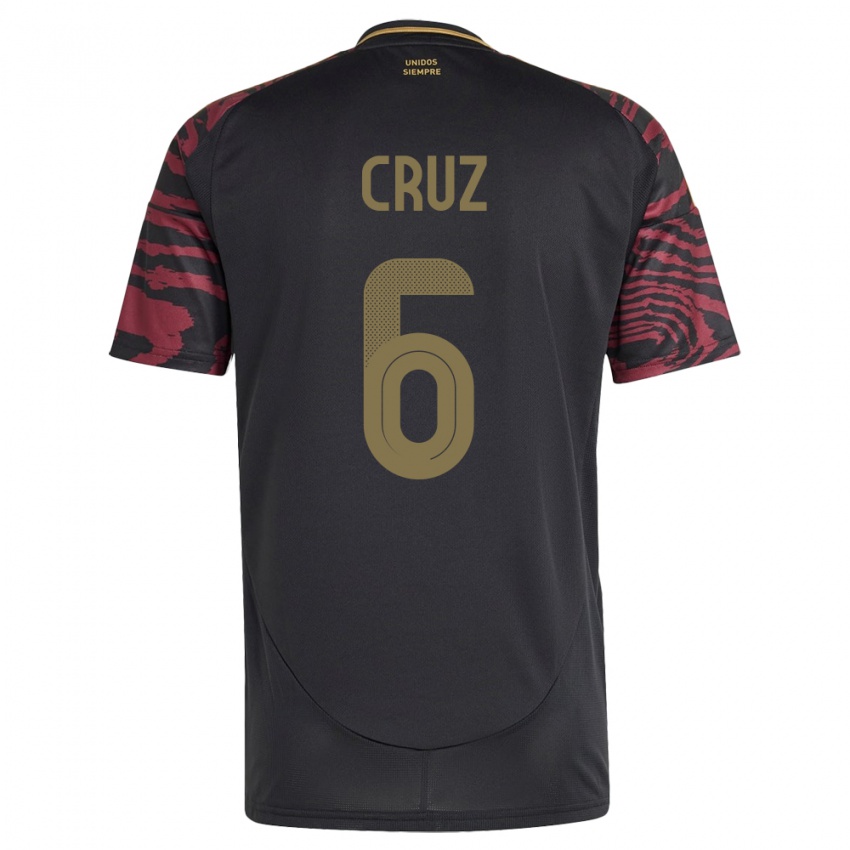 Gyermek Peru Esteban Cruz #6 Fekete Idegenbeli Jersey 24-26 Mez Póló Ing