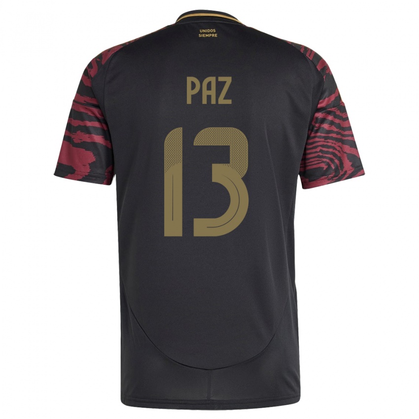 Gyermek Peru Braidy Paz #13 Fekete Idegenbeli Jersey 24-26 Mez Póló Ing