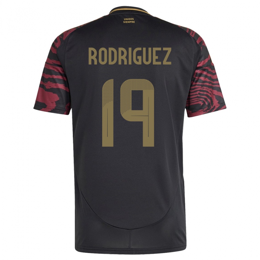 Gyermek Peru Mateo Rodríguez #19 Fekete Idegenbeli Jersey 24-26 Mez Póló Ing