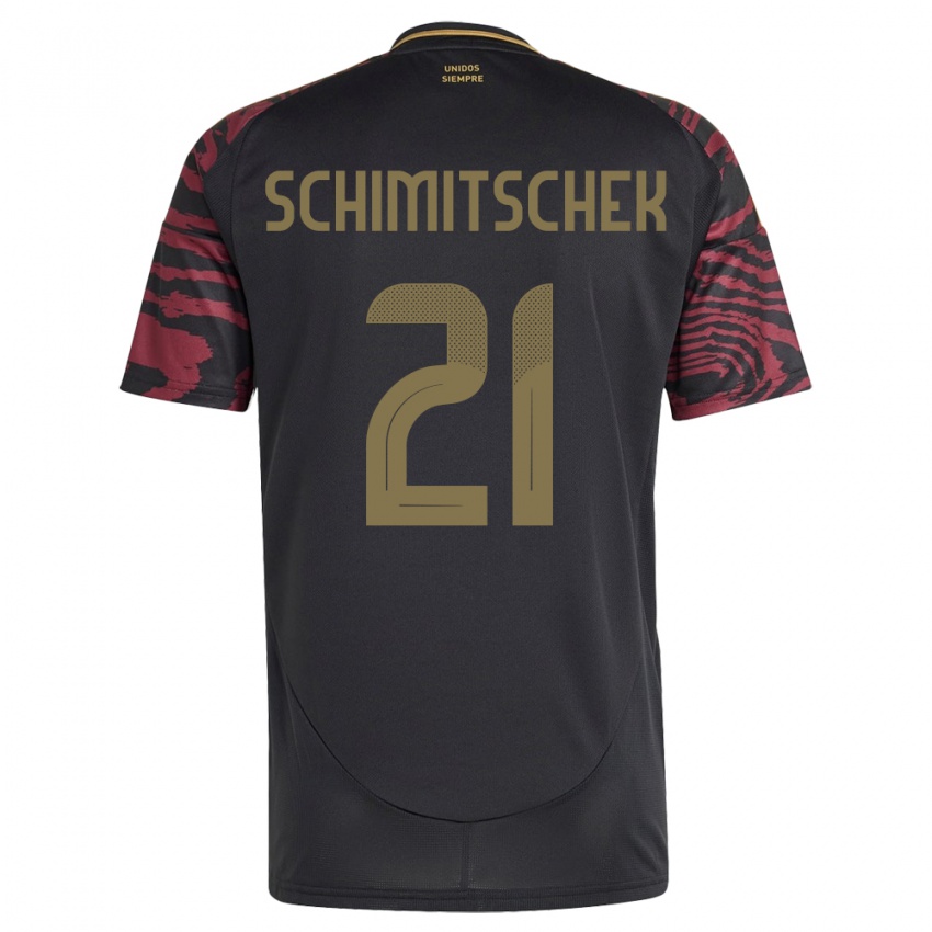 Gyermek Peru Ian Schimitschek #21 Fekete Idegenbeli Jersey 24-26 Mez Póló Ing