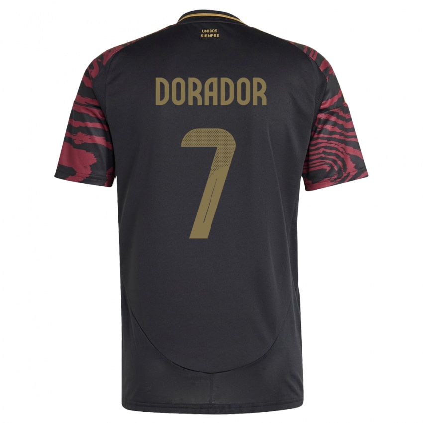 Gyermek Peru Sandy Dorador #7 Fekete Idegenbeli Jersey 24-26 Mez Póló Ing