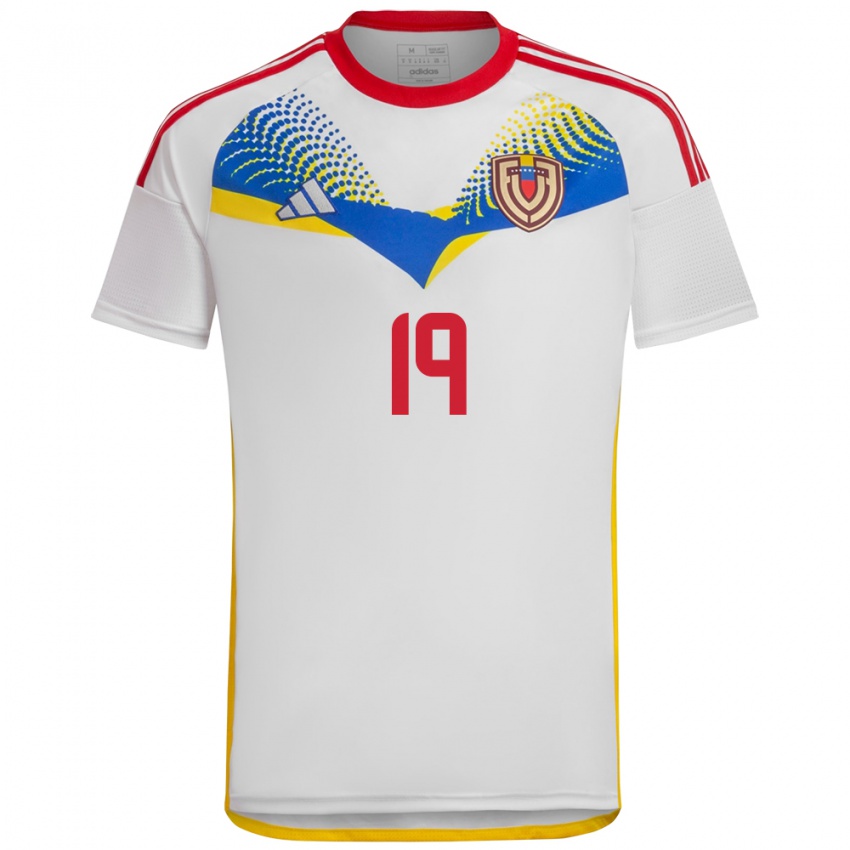 Gyermek Venezuela Junior Colina #19 Fehér Idegenbeli Jersey 24-26 Mez Póló Ing