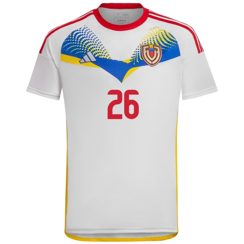 Gyermek Venezuela Daniel Pereira #26 Fehér Idegenbeli Jersey 24-26 Mez Póló Ing