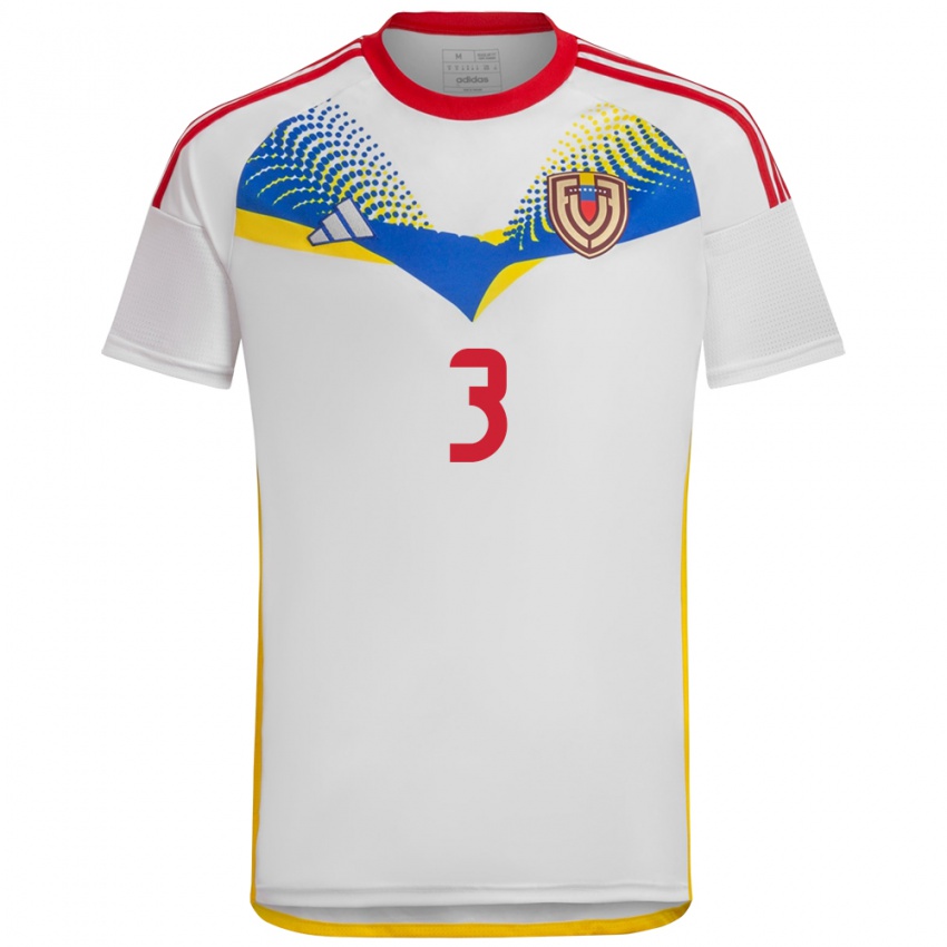 Gyermek Venezuela Santiago Silva #3 Fehér Idegenbeli Jersey 24-26 Mez Póló Ing