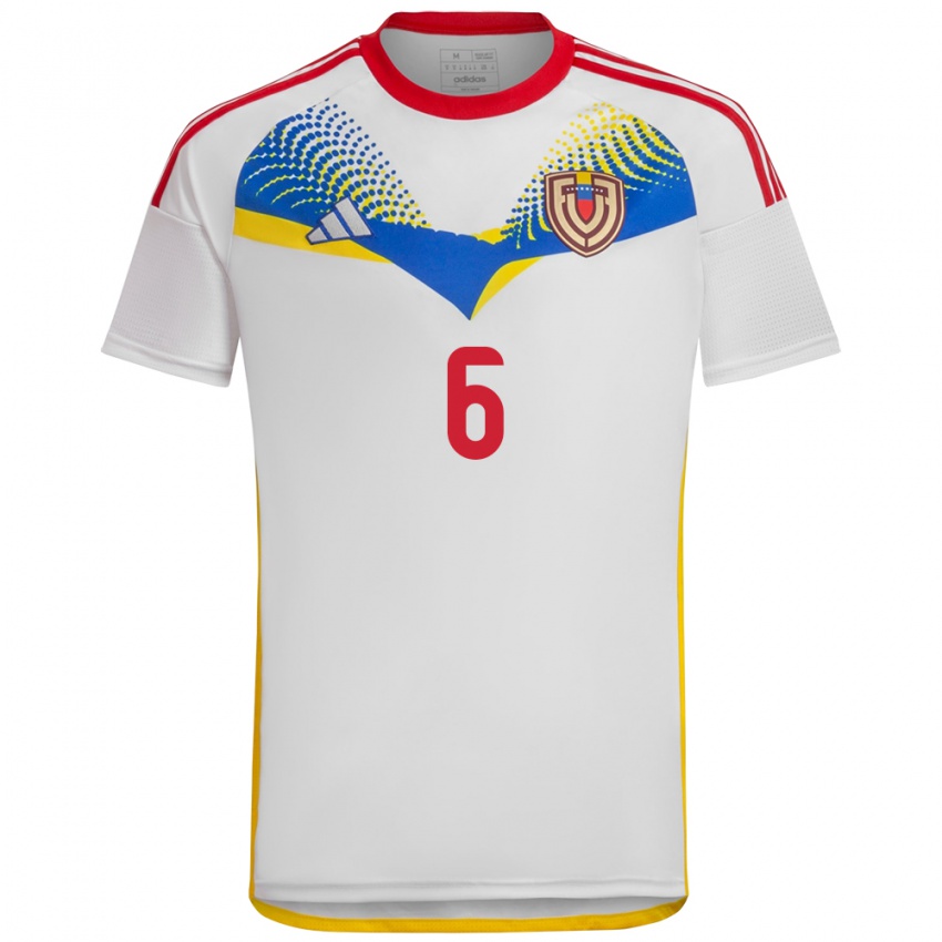 Gyermek Venezuela Rai Hidalgo #6 Fehér Idegenbeli Jersey 24-26 Mez Póló Ing