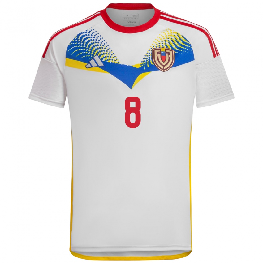 Gyermek Venezuela Tomás Rincón #8 Fehér Idegenbeli Jersey 24-26 Mez Póló Ing